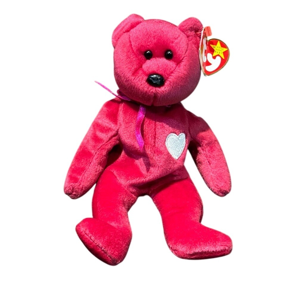 Ty Beanie Baby‎ Valentina the Bear 1998 Fuchsia Pink Heart Plush Collectible Toy
